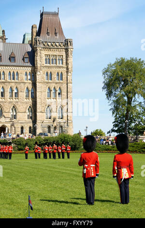 Ottawa, Canada - August 08, 2008: changing of the guard in front of Parliament of Canada on Parliament Hill in Ottawa, Canada