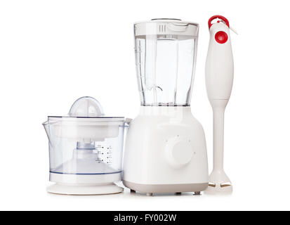 Kitchen Appliances Set. White Blender, Toaster, Coffee Machine, Meat  Ginder, Food Mixer and Coffee Grinder on a white background. 3d Rendering  Stock Photo - Alamy