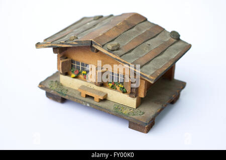 wooden small toy house on a white background Stock Photo - Alamy