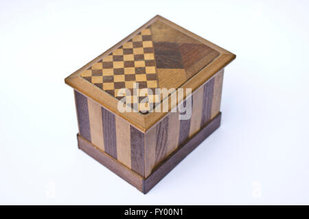 Vintage Small Wooden Box on White Background Stock Photo