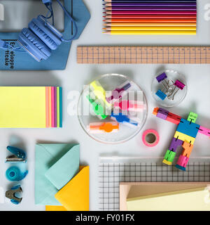 Colourful stationary flat lay Stock Photo