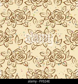 Seamless, Flowers Rose Contours Stock Vector