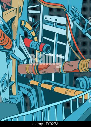 Retro industrial landscape background Stock Vector