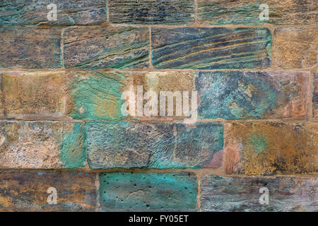 Old wall with turquoise discoloration Stock Photo