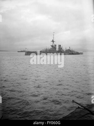 AJAXNETPHOTO.1914 -1918. LOCH SWILLY, NORTHERN IRELAND. - DREADNOUGHT CLASS BATTLESHIP HMS IRON DUKE AT ANCHOR, POSSIBLLY OCTOBER 1914.  PHOTO:AJAX VINTAGE PICTURE LIBRARY  REF:AVL NA MARLBOROUGH 10 1914 Stock Photo