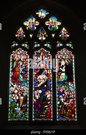 Stained glass window in St Marys church, Kempsford, Gloucestershire. England Stock Photo