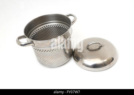 Stainless Steel Steamer And Lid Stock Photo