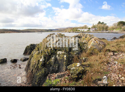 rocky shoreline at Rockcliffe, Dumfries & Galloway, Scotland Stock Photo