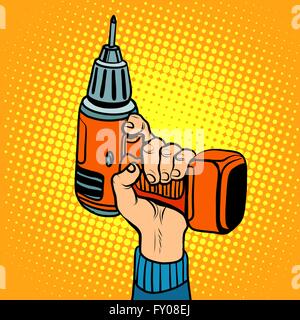 Hand with an electric drill Stock Vector