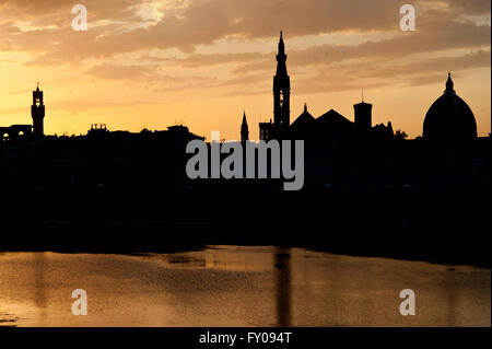 Silhouette view of the international landmark Florence dome. Italy. Stock Photo