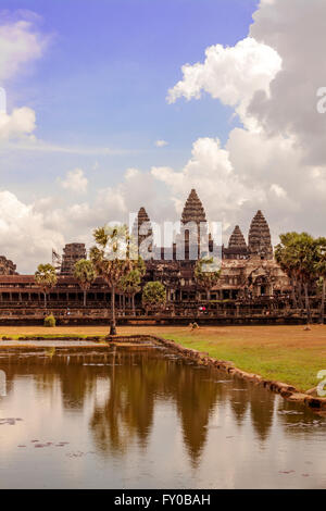 Angkor Wat temple reflection upright Stock Photo