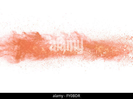 Explosion of red powder on white background Stock Photo