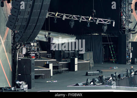 large empty rock concert stage Stock Photo