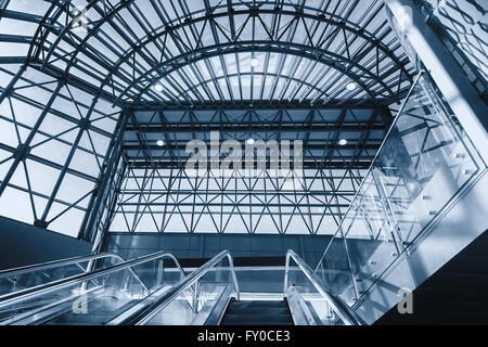Empty modern escalators in the station Stock Photo