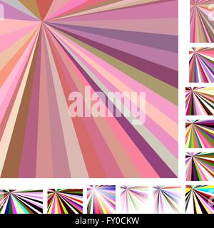 Colorful ray burst background set Stock Vector