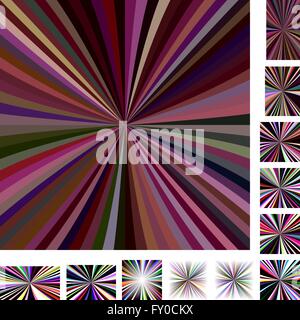 Dark colorful ray burst background set Stock Vector