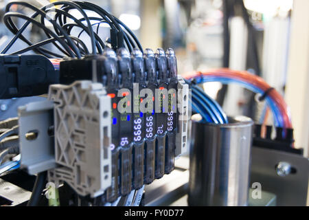 Electrical Pneumatic Valve and Pressure Gauge Stock Photo
