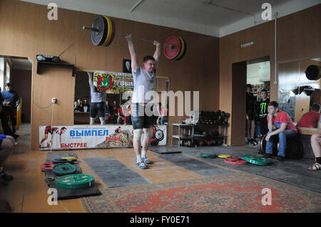 Kovrov, Russia. 17 May 2015. Weightlifting competitions Stock Photo