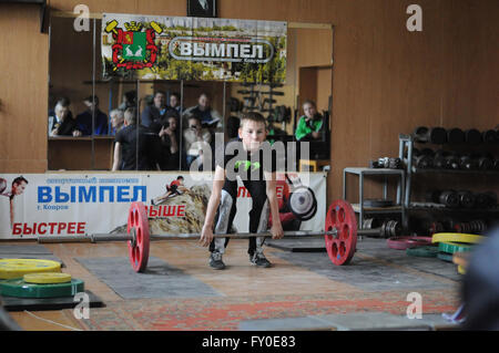 Kovrov, Russia. 17 May 2015. Weightlifting competitions Stock Photo