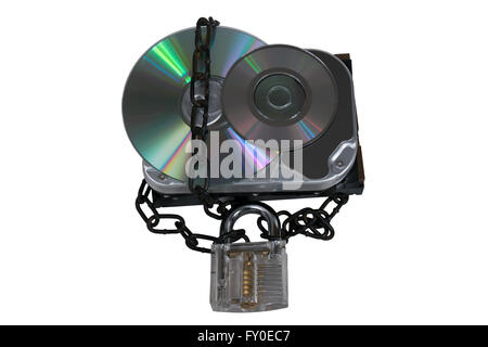 hard disk drive chained Stock Photo