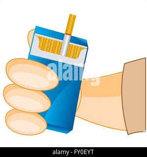 Cigarette pack in hand Stock Vector