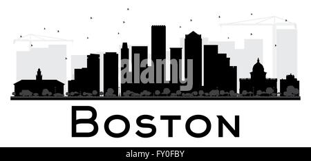 Boston City skyline black and white silhouette. Vector illustration. Simple flat concept for tourism presentation, banner Stock Vector