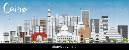 Outline Cairo Skyline with Blue Buildings. Vector Illustration ...