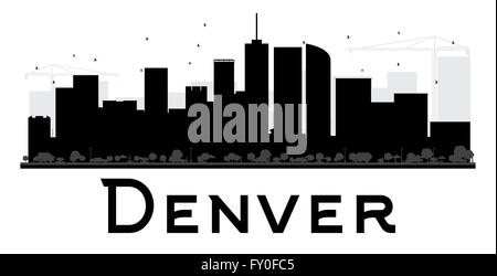 Denver City skyline black and white silhouette. Vector illustration. Simple flat concept for tourism presentation, banner Stock Vector