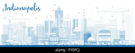 Outline Indianapolis Skyline with Blue Buildings. Vector Illustration. Business Travel and Tourism Concept with Modern Buildings Stock Vector