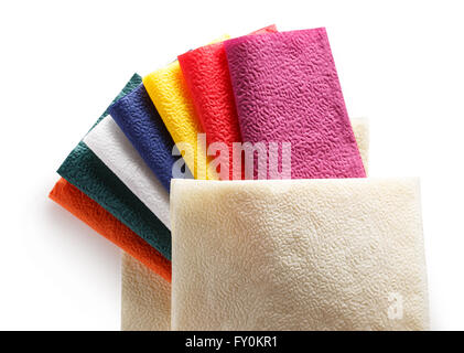 Collection of new colorful paper table napkins Stock Photo