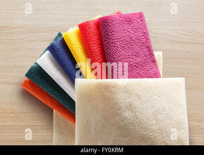 Collection of new colorful paper table napkins Stock Photo