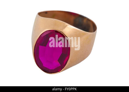 antique male signet on white  background, closeuo, clipping path Stock Photo