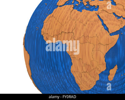 Africa on wooden model of planet Earth with embossed continents and ...