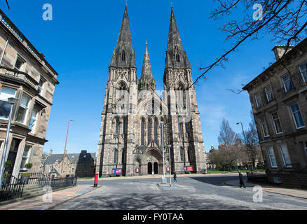 St Mary's Cathedral in Palmerston Place, Edinburgh, Scotland, viewed from Grosvenor Crescent. Stock Photo