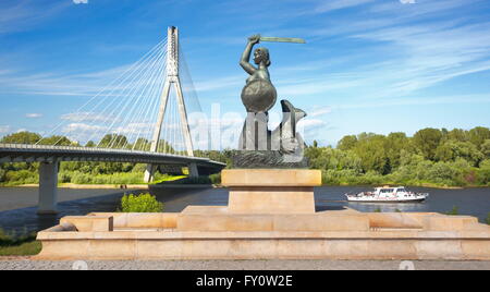 The Mermaid's monument, Vistula River, Warsaw, Poland Stock Photo