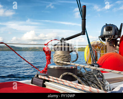 cruising, winch on a sailing boat Stock Photo