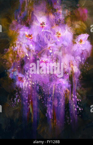 abstract purple flower,digital painting Stock Photo