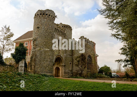 The Manor House and Victorian Folly at Benington Lordship Gardens, Hertfordshire Stock Photo