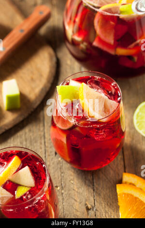 Homemade Fruity Spanish Red Sangria with Apples and Citrus Stock Photo