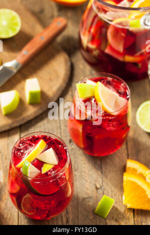 Homemade Fruity Spanish Red Sangria with Apples and Citrus Stock Photo