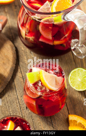 Homemade Fruity Spanish Red Sangria with Apples and Citrus Stock Photo