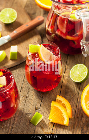 Homemade Fruity Spanish Red Sangria with Apples and Citrus Stock Photo