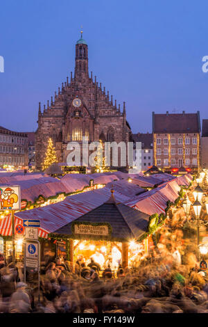 Christmas Market , Christkindlesmarkt,  Christkindlmarkt, Hauptplatz, Nuremberg , Nürnberg, Germany Stock Photo