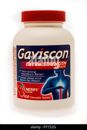 Winneconne, WI -25 Sept 2015:  Bottle of Gaviscon anti acid indigestion medicine. Stock Photo