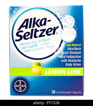 Winneconne, WI -25 Sept 2015:  Box of Alka-Seltzer anti acid indigestion medicine. Stock Photo