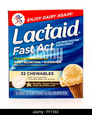 Winneconne, WI -25 Sept 2015:  Package of Lactaid fast act aniti Diarrheal Stock Photo