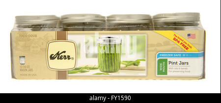 Winneconne, WI - 8 Nov 2015: Case of Kerr pint size canning jars. Stock Photo