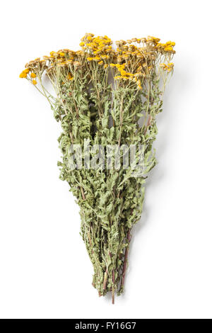 Dried herb Tansy - Tanacetum Vulgare or Common Tansy, also Bitter Buttons, isolated on white background. Stock Photo