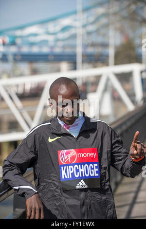 Tower Hotel, London, UK. 20th April, 2016. Eliud Kipchoge (KEN). Photocall with the elite men runners before the Virgin Money London Marathon on Sunday 24th April. Credit:  sportsimages/Alamy Live News Stock Photo