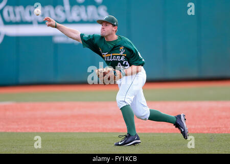 APR 19, 2016 - Tulane infielder Matt Braud #43 during a regular season game between Southern Mississippi and Tulane played at Greer Field at Turchin Stadium in New Orleans LA. Tulane defeated Southern Miss 12-0 Stock Photo